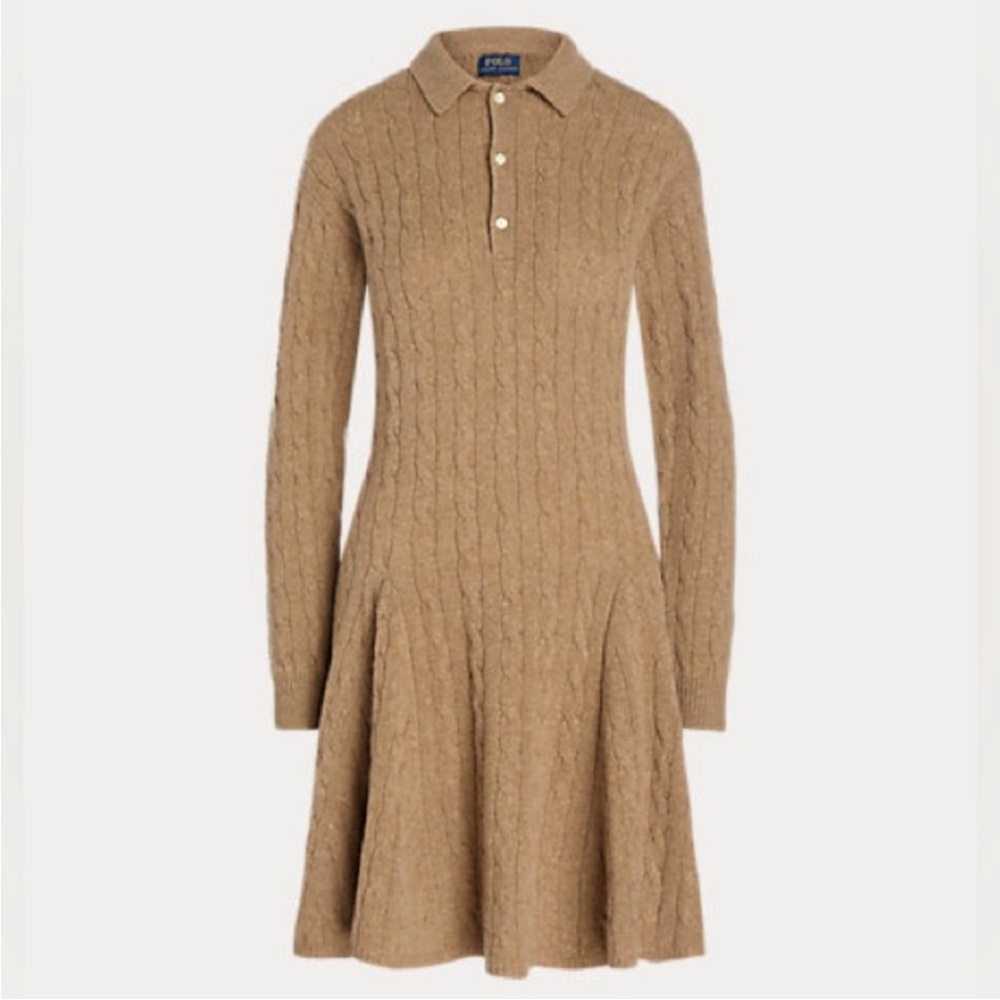 Polo Ralph Lauren Cable-Knit Wool-Cashmere Sweater Dress Size L